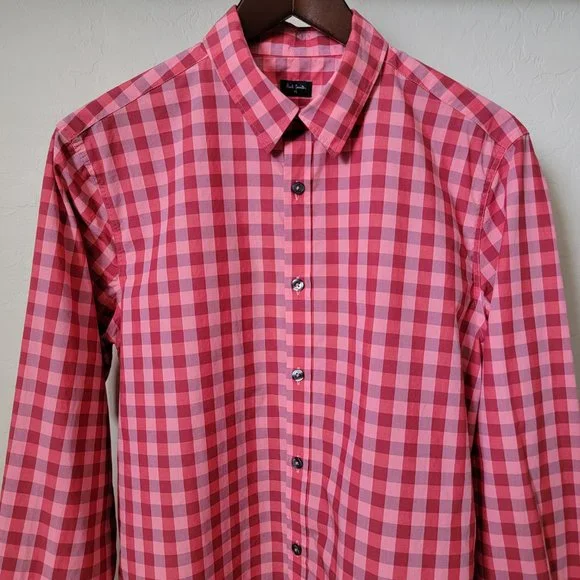 Paul Smith Button Up Red Gingham Plaid Shirt - Picture 4 of 16
